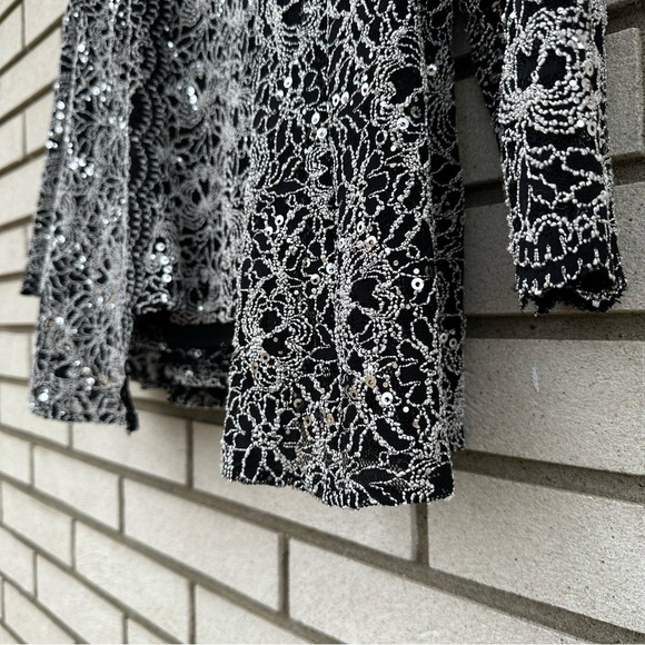 Alex Evenings Sequin Lace Twinset Cami & Jacket Black Silver S Mother Formal - Picture 12 of 15